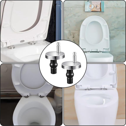 Toilet Seat Hinges - 2 Pieces - Toilet Seat Hinge Set - Universal Hinges for Toilet Seat - Toilet Seat Installation Mounting Set - Stainless Steel - Adjustable - Easy to Install - Replacement Hinges for Toilet Seat - Hinge Replacement Set.