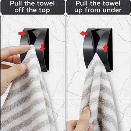 Towel Hook Set - Stainless Steel - Set of 4 Pieces - Self-Adhesive Towel Hook - Bathroom Towel Holder - Tea Towel Clamp - Towel Clamp - Towel Hook - No Drilling Required - Wall Mounting Hook - Kitchen Hanging Hook - Towel Hanger - Hooks - Black.