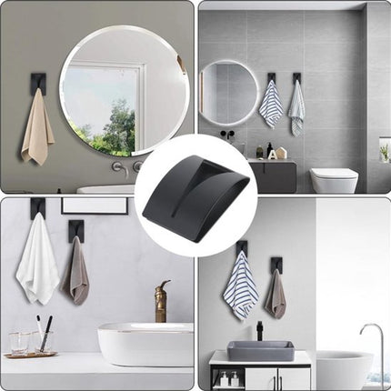 Towel Hook Set - Stainless Steel - Set of 4 Pieces - Self-Adhesive Towel Hook - Bathroom Towel Holder - Tea Towel Clamp - Towel Clamp - Towel Hook - No Drilling Required - Wall Mounting Hook - Kitchen Hanging Hook - Towel Hanger - Hooks - Black.