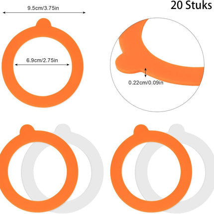 Canning Rings - Silicone Rings, Dye-Free Gasket - Gasket 16 Pieces - 70 mm x 95 mm x 2.2 mm - Rubber Canning Jar Rings - Standard Size For Fido Canning Jars, among others - Reusable - Replacement Canning Rings - Replacement Rubber Gaskets.