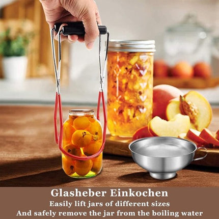 Funnel Set - 4 Pieces - Stainless Steel - Kitchen Funnels - Metal Filling Funnel - Kitchen Funnel - Jam Funnel - Includes Can Clips - Liquid - Pouring - Dishwasher Safe - Kitchen Helper Tool - For Transferring Essential Oils, Liquids.