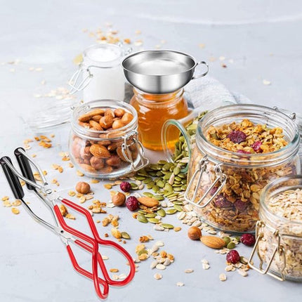 Funnel Set - 4 Pieces - Stainless Steel - Kitchen Funnels - Metal Filling Funnel - Kitchen Funnel - Jam Funnel - Includes Can Clips - Liquid - Pouring - Dishwasher Safe - Kitchen Helper Tool - For Transferring Essential Oils, Liquids.