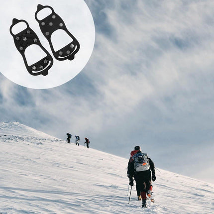 Shoe Covers - Crampons - Anti-slip - Crampons for Hiking Boots - Shoe Spikes - Crampons - For Women or Men - Black - Size 41-46.