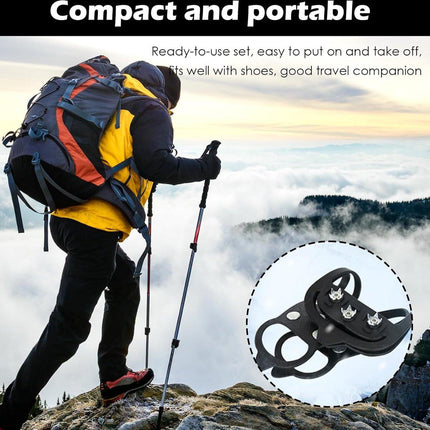 Shoe Covers - Crampons - Anti-slip - Crampons for Hiking Boots - Shoe Spikes - Crampons - For Women or Men - Black - Size 41-46.