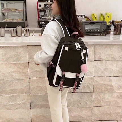 Girls School Student School Bag Outdoor Backpack With USB Charging Port, Black White - School Bag - Backpack - Rucksack - School - Girls - Boys - Teenagers - Book Bag - Girl's Backpack - Backpacks - Rucksack For Children - Waterproof - Laptop Backpack.
