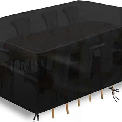 Waterproof Garden Set Protective Cover with Drawstring and Good Drainage - W242 x L160 x H100CM - Black Garden Furniture Cover - Garden Furniture Cover - Garden Set Cover - Lounge Set Cover - Garden Table Cover.