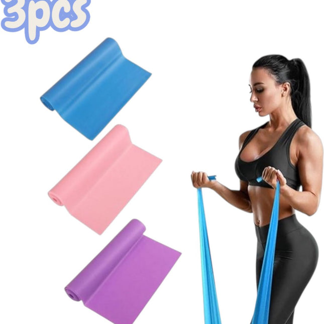 3 pieces - Resistance bands - Silicone exercise bands - With different resistance intensities - Silicone exercise bands - Exercise bands for training, physiotherapy, stretching, recovery, Pilates, rehabilitation and yoga