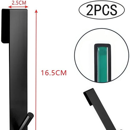 Stainless Steel Shower Hook - 2 Pieces - Universal Shower Cabin Hook - Shower Wall Hook - Drill-Free Shower Hooks - With Anti-Slip Pad - Shower Wall Towel Hook - Bathroom Hook - Glass Shower Wall Hook - Bathroom Accessories - Black - 16.5x2.5cm.