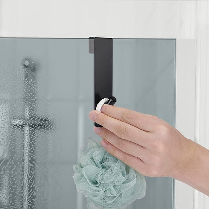 Stainless Steel Shower Hook - 2 Pieces - Universal Shower Cabin Hook - Shower Wall Hook - Drill-Free Shower Hooks - With Anti-Slip Pad - Shower Wall Towel Hook - Bathroom Hook - Glass Shower Wall Hook - Bathroom Accessories - Black - 16.5x2.5cm.