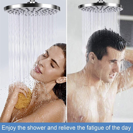 Deluxe Rain Shower Head - ø 20 CM - Shower Head - Rain Shower - High Pressure - Water-Saving Shower Head - Stainless Steel - Anti-Limescale Shower Head - Overhead Shower - Wellness - Spa - Chrome - Round - Rain Shower Head - Suitable for Bathroom - Silver.