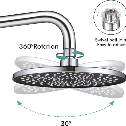 Deluxe Rain Shower Head - ø 20 CM - Shower Head - Rain Shower - High Pressure - Water-Saving Shower Head - Stainless Steel - Anti-Limescale Shower Head - Overhead Shower - Wellness - Spa - Chrome - Round - Rain Shower Head - Suitable for Bathroom - Silver.