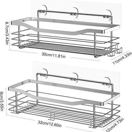 Shower Rack - 2-Tier - Wall Shower Rack - Bathroom Rack - Storage - No Drilling Required Shower Rack - Shower Basket - Hanging Shower Rack - Small Rack for In The Shower - Bathroom Shelf - Shampoo Rack - Shower Rack - Stainless Steel - Self-Adhesive - For.