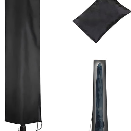 Parasol Cover - 190×50×30cm - Standing Parasol - Sturdy & Durable - Waterproof Parasol Cover 600D - With Zipper, Drawstring and Storage Pouch - Waterproof / Dustproof / Weatherproof - Black - For Cantilever Parasol and Standing Parasol.