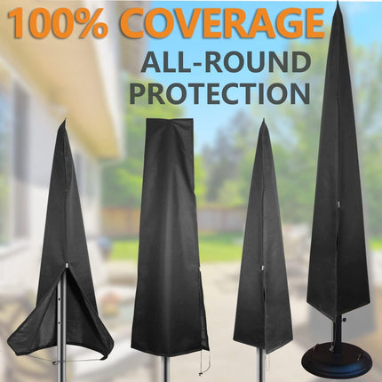 Parasol Cover - 190×50×30cm - Standing Parasol - Sturdy & Durable - Waterproof Parasol Cover 600D - With Zipper, Drawstring and Storage Pouch - Waterproof / Dustproof / Weatherproof - Black - For Cantilever Parasol and Standing Parasol.