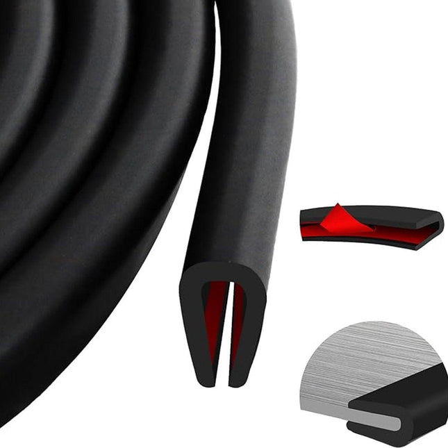 U-shaped rubber seal - Rubber profile - Flexible U-shaped rubber profile - Door edge protection strip - Snap-on rubber - Edge protection - Door panel protection - Baby safety - Table corner (3 m - 2 mm).