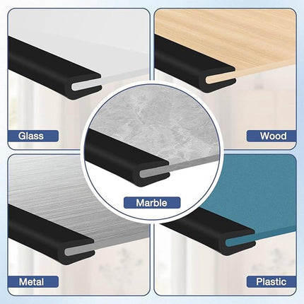 U-shaped rubber seal - Rubber profile - Flexible U-shaped rubber profile - Door edge protection strip - Snap-on rubber - Edge protection - Door panel protection - Baby safety - Table corner (3 m - 2 mm).