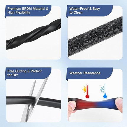 U-shaped rubber seal - Rubber profile - Flexible U-shaped rubber profile - Door edge protection strip - Snap-on rubber - Edge protection - Door panel protection - Baby safety - Table corner (3 m - 2 mm).