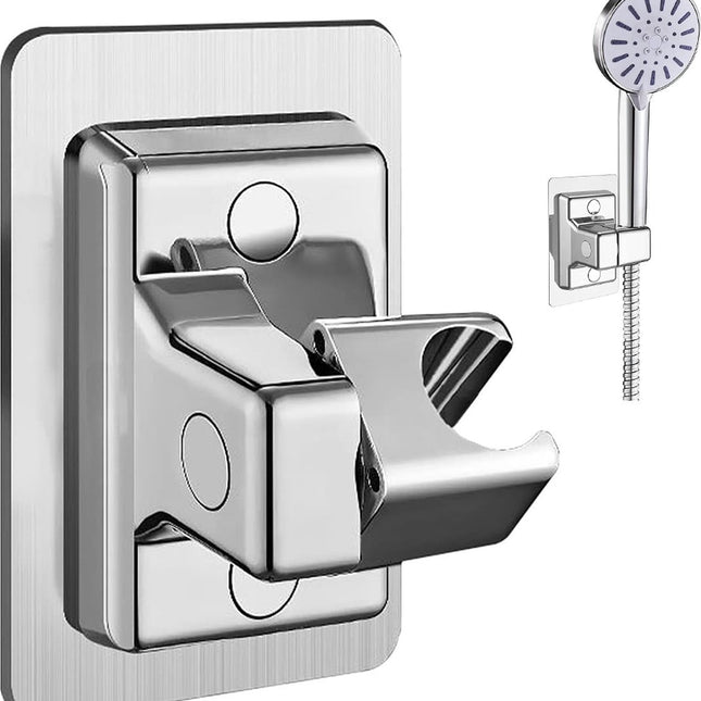Shower Head Holder - 360° Adjustable - Hand Shower Holder - Strong Paste - Water Resistant - No Drilling Required - Moisture Resistant - Self-Adhesive - Rotatable - Chrome - Universal - Shower Rail - For Bathroom Replacement Shower Head Holder.