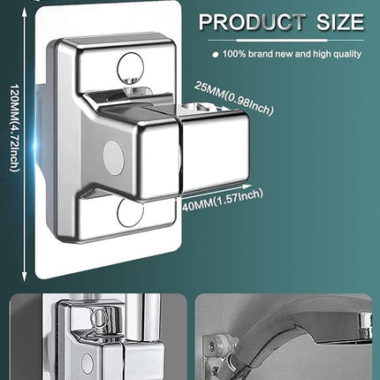 Shower Head Holder - 360° Adjustable - Hand Shower Holder - Strong Paste - Water Resistant - No Drilling Required - Moisture Resistant - Self-Adhesive - Rotatable - Chrome - Universal - Shower Rail - For Bathroom Replacement Shower Head Holder.