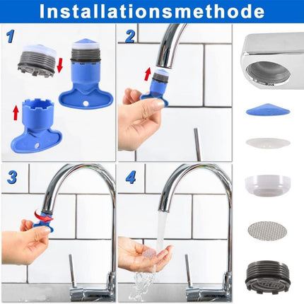 Water-Saving Aerator - M18 x 6 Pieces Tap Aerator - With Mounting Wrench - Tap Strainer for Taps - Tap Attachment - Tap Connector - Includes Disassembly Wrench & Removal Tool - Blue.
