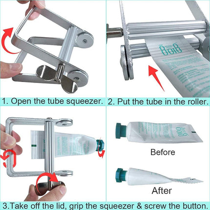 Tube Squeezer - Tube Extruder - Efficient and Durable - Save Money and Reduce Waste - Ergonomic Design - Eco-Friendly - Easy to Use - Stainless Steel - Suitable for Toothpaste, Creams, Gels - For the Last Remains.