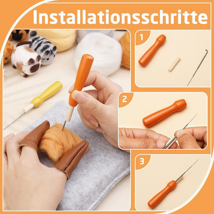 Needle Felting - 45-Piece Starter Set - Crafts for Girls - Crafts for Boys - Incl. Tools - Needle Felting - Kit - Carded Wool - Felting Needles - Children's Sewing Set - Forest Animals - For DIYers, Home Decor, Birthday Gift.