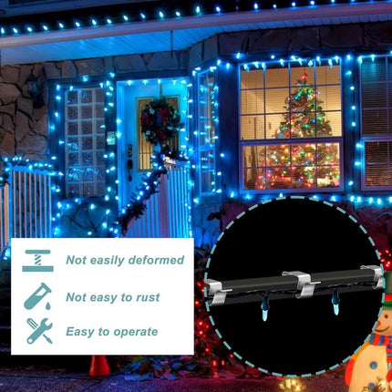 50 Pieces - Christmas Lights Gutter Hooks - Christmas Lights Roof Hooks - Christmas Lights Clips - Christmas Lights Gutter Hangers Seasonal Lighting Hooks For Outdoors For Christmas Lights Kitchen - Stainless Steel Clamp Metal Cable Clamp - Cable Clips -.