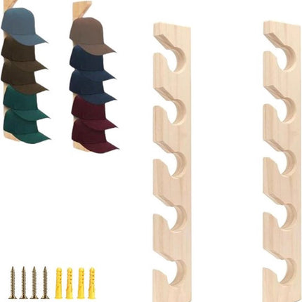 Hat Rack - 2 Pieces - Cap Rack - Cap Holder - Storage for Caps and Holders - Organizer for Caps - Coat Hook - Wall Coat Rack - Wall Hooks - Clothes Hooks - Towel Hook - Kitchen Hook - For Various Hats - Includes Screws.