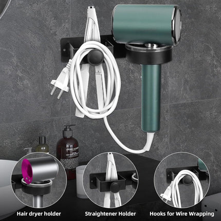 Hair Dryer Wall Bracket Holder - Hair Dryer - Hair Dryers - Hair Dryer Holders - Bathroom Hanging Rack - Hair Dryer Brush - Hair Dryer Holder - Wall Mount - Self-Adhesive - Universal - Hair Dryer - Wall Mount - For Hotel, Bathroom, Living Room, Barbershop.