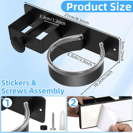 Hair Dryer Wall Bracket Holder - Hair Dryer - Hair Dryers - Hair Dryer Holders - Bathroom Hanging Rack - Hair Dryer Brush - Hair Dryer Holder - Wall Mount - Self-Adhesive - Universal - Hair Dryer - Wall Mount - For Hotel, Bathroom, Living Room, Barbershop.