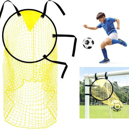 Cross Target with Ball Net - Football Training Equipment - Football Net - Football Goal - Football Kick Net with Adjustable Straps - Football Top Corner Goal Net Goals for Children - Shooting Accuracy Training Practice - Yellow - 1 Piece.