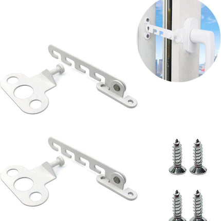 Pieces Window Stopper - Window Limiter - Window Security - Child Lock for Window - Window Tilt Regulator for Adjusting the Window Opening - Suitable for Any Window - Window Lock - Locks for Windows - Child Lock - Safety - Frame Lock - Small Lock - White.
