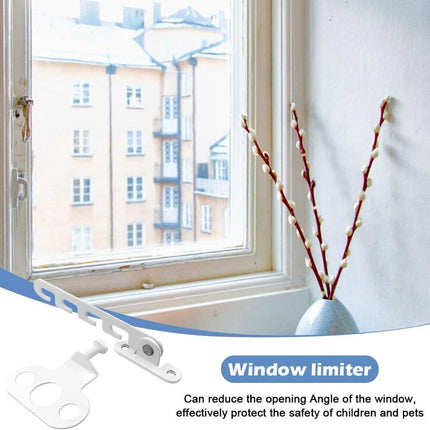 Pieces Window Stopper - Window Limiter - Window Security - Child Lock for Window - Window Tilt Regulator for Adjusting the Window Opening - Suitable for Any Window - Window Lock - Locks for Windows - Child Lock - Safety - Frame Lock - Small Lock - White.