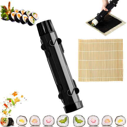 Sushi Maker Kit - Sushi Set - Sushi Maker - Sushi Roller - Sushi Bazooka - Includes Bamboo Sushi Mat - Shapes - DIY - Sushi Making - Sushi Shape - Sushi Mold - Gift - Black.
