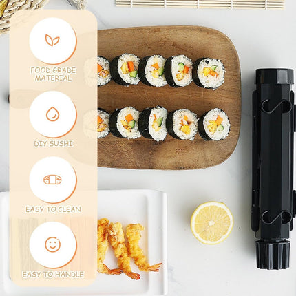 Sushi Maker Kit - Sushi Set - Sushi Maker - Sushi Roller - Sushi Bazooka - Includes Bamboo Sushi Mat - Shapes - DIY - Sushi Making - Sushi Shape - Sushi Mold - Gift - Black.