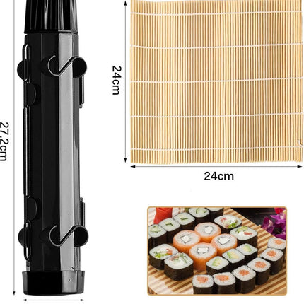 Sushi Maker Kit - Sushi Set - Sushi Maker - Sushi Roller - Sushi Bazooka - Includes Bamboo Sushi Mat - Shapes - DIY - Sushi Making - Sushi Shape - Sushi Mold - Gift - Black.