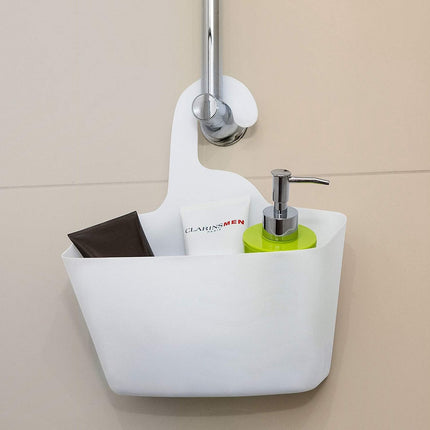Hanging Shower Baskets Set of 2 - Hangable Shower Rod Basket Rack with Hook - Hanging Bathroom / Shower Basket Bathroom Basket Shampoo Holder with Hanging Hook - Hang Shower Basket Without Drilling and Screwing - White.