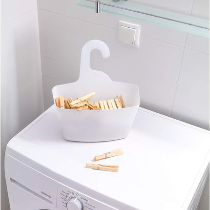 Hanging Shower Baskets Set of 2 - Hangable Shower Rod Basket Rack with Hook - Hanging Bathroom / Shower Basket Bathroom Basket Shampoo Holder with Hanging Hook - Hang Shower Basket Without Drilling and Screwing - White.