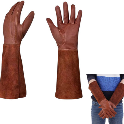 1 pair - garden gloves for ladies/gentlemen - thorn-resistant cowhide leather - rose/blackberry pruning - long forearm protection, thorn- and cut-resistant garden gloves with long, heavy leather glove.