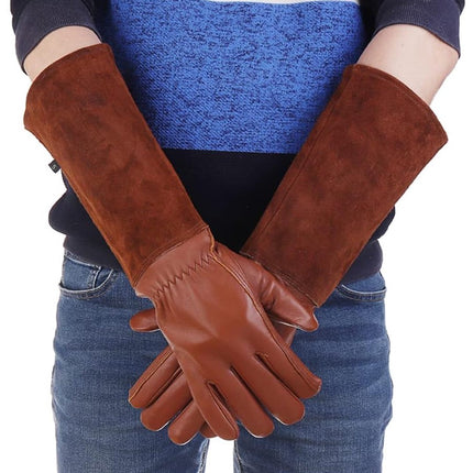 1 pair - garden gloves for ladies/gentlemen - thorn-resistant cowhide leather - rose/blackberry pruning - long forearm protection, thorn- and cut-resistant garden gloves with long, heavy leather glove.