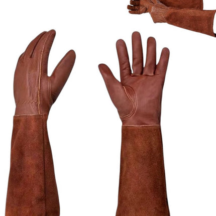 1 pair - garden gloves for ladies/gentlemen - thorn-resistant cowhide leather - rose/blackberry pruning - long forearm protection, thorn- and cut-resistant garden gloves with long, heavy leather glove.