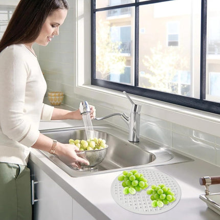 Sink Mat - ø 31 Cm - Sink Mats - For Sink - Round Sink Mat - Washbasin Mat - White Round Rubber Sink Mat - Tpr Material - Rubber Countertop Mat Sink - For Kitchen Sink Floor, Cutlery And Glassware - Washbasin Mat - White - 1 Piece.