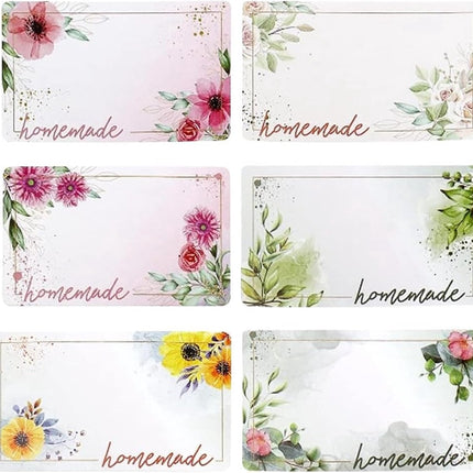 500 Pieces Jam Labels - Self-Adhesive Label - Flower Rectangular Jar Sticker Labels - For Freezer and Refrigerator - Labels - For Containers - Shelf Life Stickers - Shelf Life Labels - Freezer Containers - Refrigerator - Freezer - Writable.