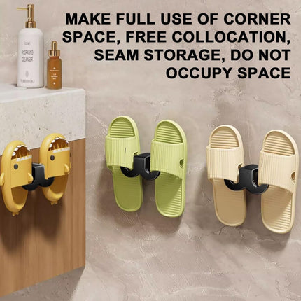 Shoe Storage - 3 Pieces - Shoe Stacker - Shoe Holder - Hanging Shoe Rack - Slipper Storage - Shoe Rack - Hooks - Space-Saving - Wall Mounting - No Drilling Required - Universal - Self-Adhesive - For Bathroom/Bedroom/Living Room - Black.