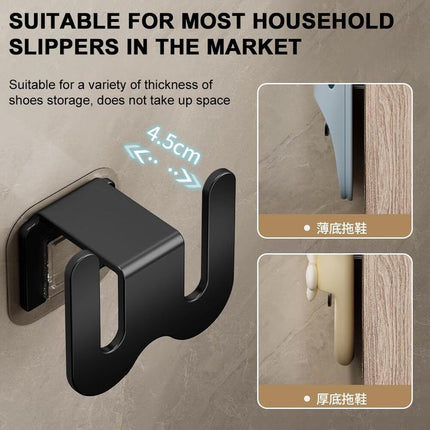Shoe Storage - 3 Pieces - Shoe Stacker - Shoe Holder - Hanging Shoe Rack - Slipper Storage - Shoe Rack - Hooks - Space-Saving - Wall Mounting - No Drilling Required - Universal - Self-Adhesive - For Bathroom/Bedroom/Living Room - Black.