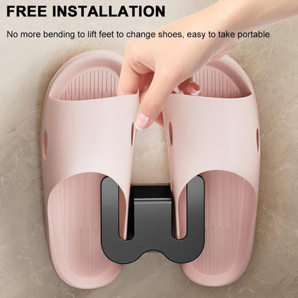 Shoe Storage - 3 Pieces - Shoe Stacker - Shoe Holder - Hanging Shoe Rack - Slipper Storage - Shoe Rack - Hooks - Space-Saving - Wall Mounting - No Drilling Required - Universal - Self-Adhesive - For Bathroom/Bedroom/Living Room - Black.
