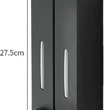 Shampoo Dispenser - Soap Dispenser - Soap Dispenser - ABS - Liquid Level Indicator - 2 Leak-Proof Reservoirs - 2x420ml - Push-Type - No Drilling Required - Soap Pump - Soap Pump - Hanging - Wall Mounting - Shower/Kitchen - Bathroom Accessory - Black - Dur.