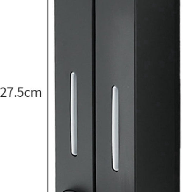 Shampoo Dispenser - Soap Dispenser - Soap Dispenser - ABS - Liquid Level Indicator - 2 Leak-Proof Reservoirs - 2x420ml - Push-Type - No Drilling Required - Soap Pump - Soap Pump - Hanging - Wall Mounting - Shower/Kitchen - Bathroom Accessory - Black - Dur.