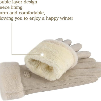 Winter Gloves - Touchscreen Winter Gloves - Winter Gloves - Warm - Women's - Windproof - Winter Gloves - One Size - For Cycling, Motorcycle, Scooter, Sports and Walking.
