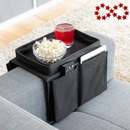 Sofa Tray with Organizer – Armrest Tray – Black.